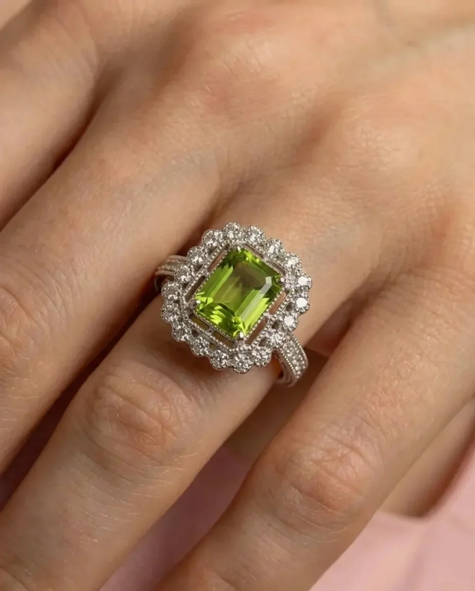 Stor rund diamantring med dubbelkant - Bild 3