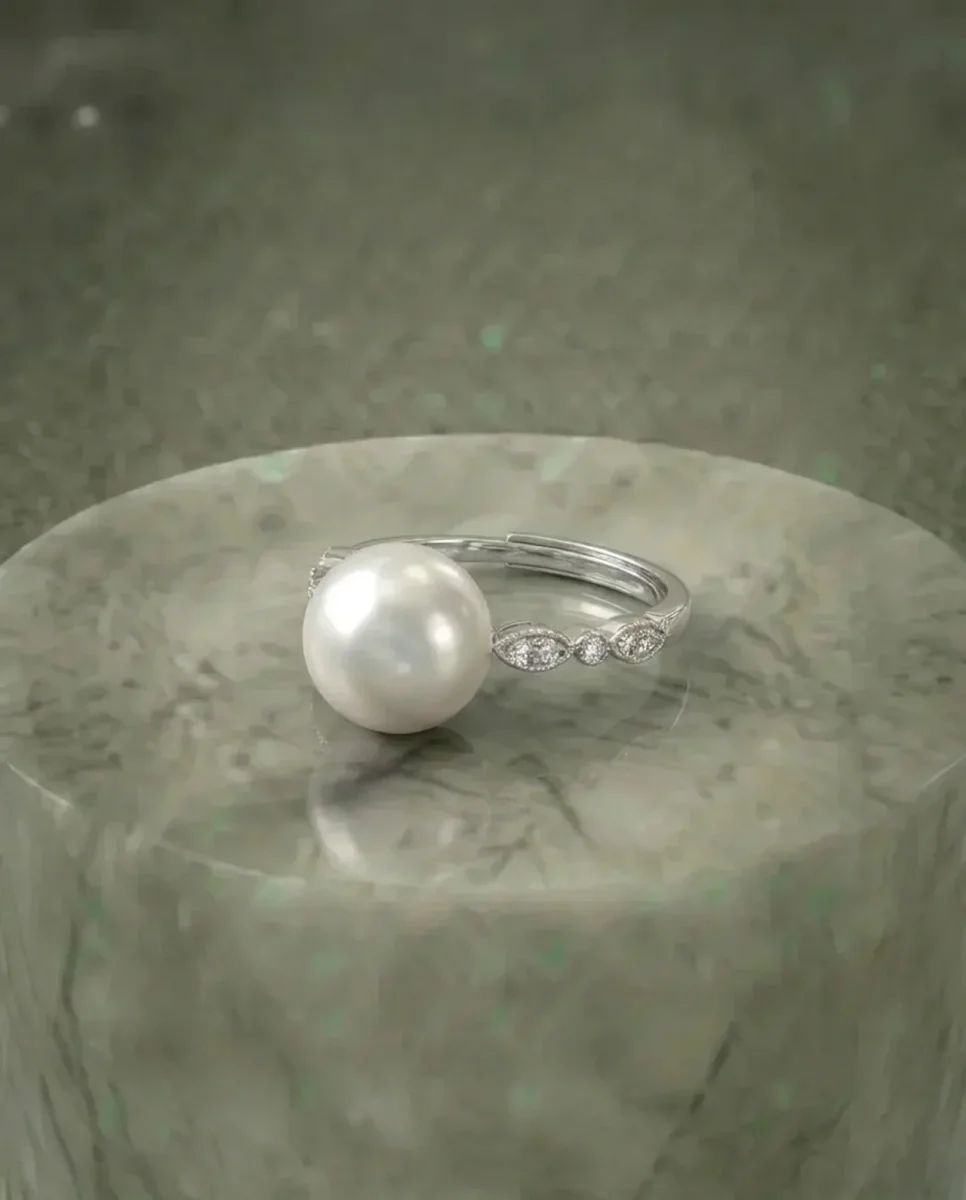 Real Elegant Pearle Ring Vit