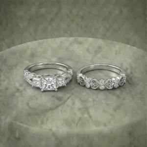 Simulerad Diamond Topaz Duo Ring