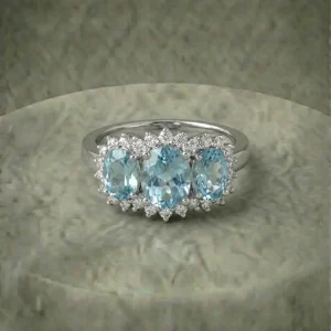 Äkta Topaz trestens diamantring