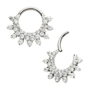 Titanium Triple Row Round CZ Front Facing Hinged Segment Clicker